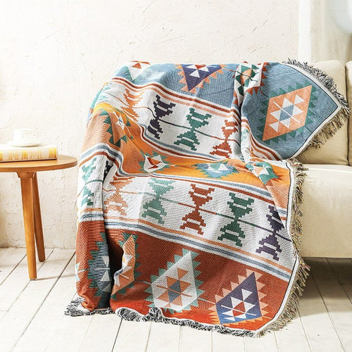 Large Colorful Bold Bohemian Ethnic Plaid Throw Blanket Variety - The Finishing Touch Decor, LLC