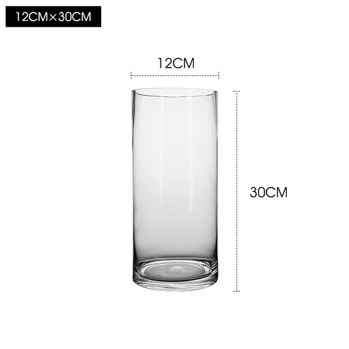 Clear Glass Minimalist Wide Mouth Pillar Vases - The Finishing Touch Decor, LLC