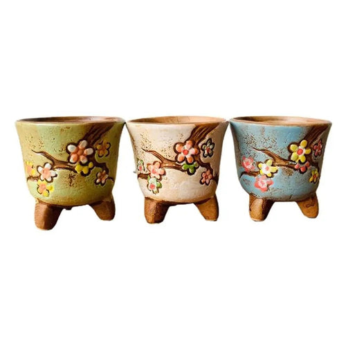 Ceramic Hand-Painted Succulent Flower Pots - Set of 3 - The Finishing Touch Decor, LLC