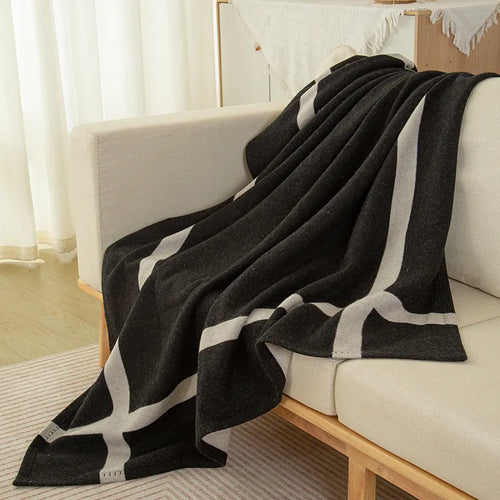 Mongolian 100% Wool Sophisticated Striped Pattern Throw Blanket - The Finishing Touch Decor, LLC