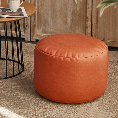 Faux Leather Small Round Foot Stool Pouf - Color Variety - The Finishing Touch Decor, LLC