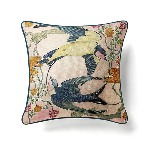 GUVINCI 2023 Spring New Arrival Pillow Covers Designer Circular Swallows Floral Decorative Cushion Case For Living Room Sofa Bed