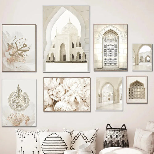 Beige Moroccan Mosque Architecture Canvas Wall Art Prints - The Finishing Touch Decor, LLC