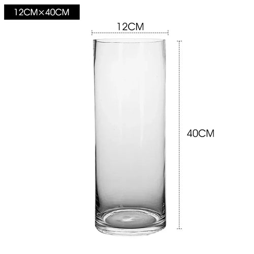 Clear Glass Minimalist Wide Mouth Pillar Vases - The Finishing Touch Decor, LLC