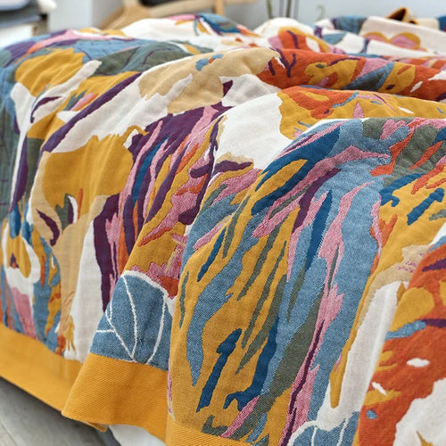 Boho Colorful Pattern Cotton Multi-layer Gauze Blanket - The Finishing Touch Decor, LLC