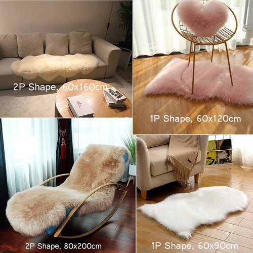 Soft Shaggy White Faux Fur Area Rug Floor & Chair Throw Carpet - The Finishing Touch Decor, LLC