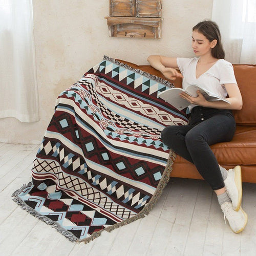 Large Colorful Bold Bohemian Ethnic Plaid Throw Blanket Variety - The Finishing Touch Decor, LLC