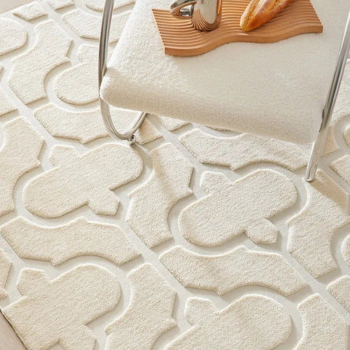 Quatrefoil Pattern French Cream Thick Carpet Area Rug - The Finishing Touch Decor, LLC