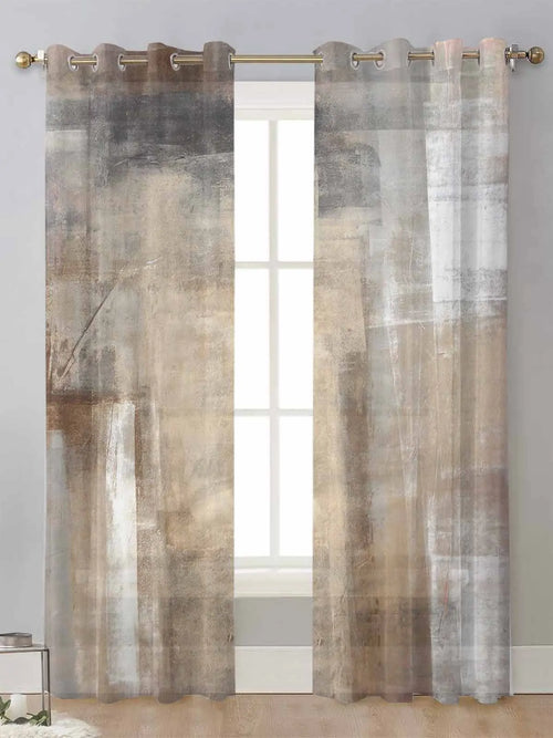 Knife Paint Print Sheer Chiffon Curtains - The Finishing Touch Decor, LLC