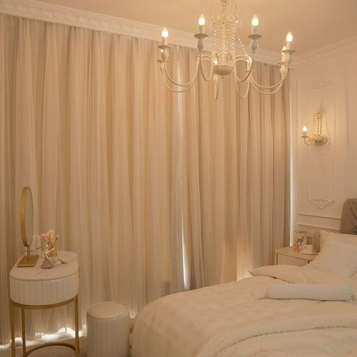 Elegant Heavy Cloth and Voile Long Blackout Drape Curtains - The Finishing Touch Decor, LLC