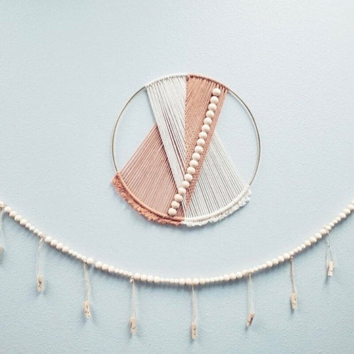 Round Handmade Beaded Cotton Macrame Tapestry Wall Art - The Finishing Touch Decor, LLC