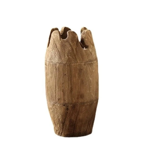 Creative Raw Paulownia Wood Carved Edge Vase - The Finishing Touch Decor, LLC