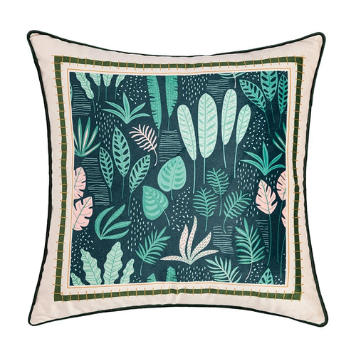 Green Leaves Print Velvety Luxury Throw Pillow Covers - The Finishing Touch Decor, LLC