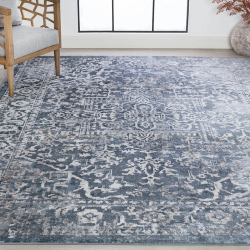 Intricate Pattern Distressed Look Persian Area Rug - 5x7' - The Finishing Touch Decor, LLC