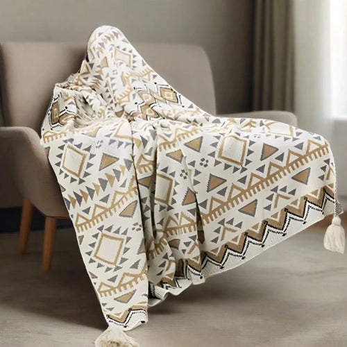 Bohemian Aztec Plaid Print Soft Throw Bed Blanket - The Finishing Touch Decor, LLC