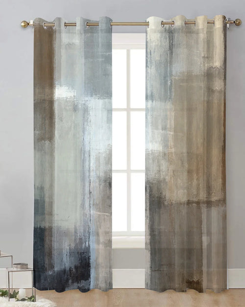 Knife Paint Print Sheer Chiffon Curtains - The Finishing Touch Decor, LLC