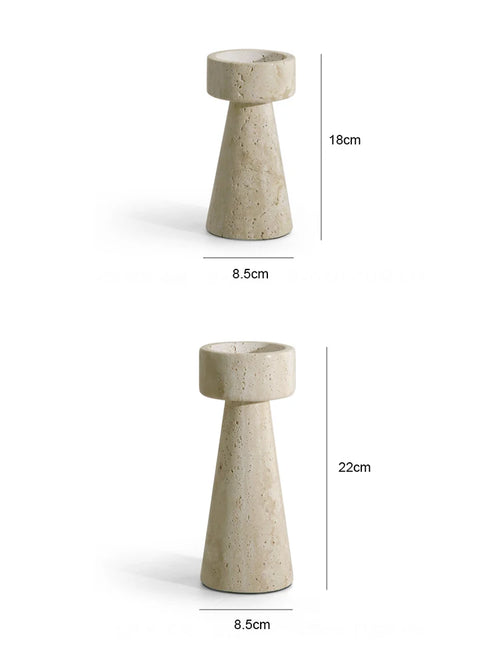 Minimalist Travertine Stone Candlestick Holder - The Finishing Touch Decor, LLC