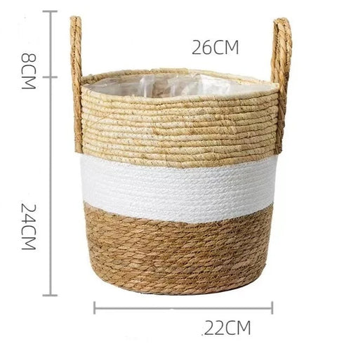 Natural Wicker Straw Hand-Woven Bamboo Decorative Storage Basket Planters - The Finishing Touch Decor, LLC