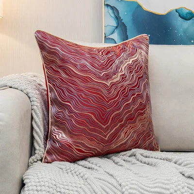 Jacquard Embroidered Gold Wave Throw Pillow Covers - The Finishing Touch Decor, LLC