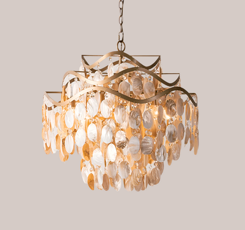 Beachy Conch Shell Coastal Pendant Chandelier Lighting - The Finishing Touch Decor, LLC