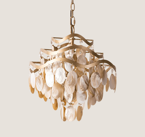 Beachy Conch Shell Coastal Pendant Chandelier Lighting - The Finishing Touch Decor, LLC