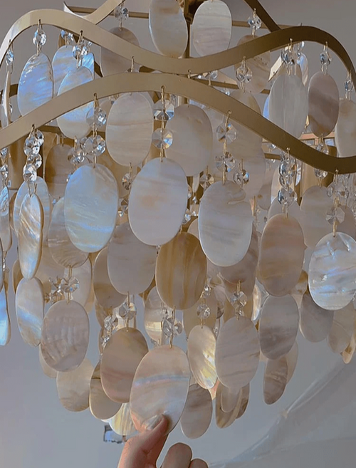 Beachy Conch Shell Coastal Pendant Chandelier Lighting - The Finishing Touch Decor, LLC