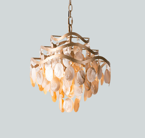 Beachy Conch Shell Coastal Pendant Chandelier Lighting - The Finishing Touch Decor, LLC