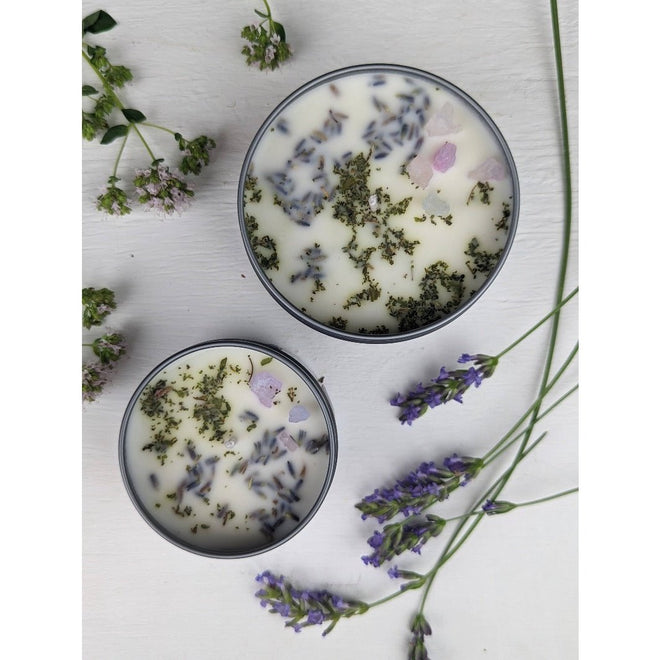 Soothing Lavender Mint Loaded Tin Candle Herbal Soy Wax Gift - The Finishing Touch Decor, LLC