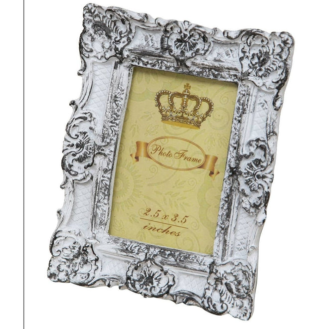 White Italian Antique Detailed Resin Photo Distressed Picture Frame - The Finishing Touch Decor, LLC