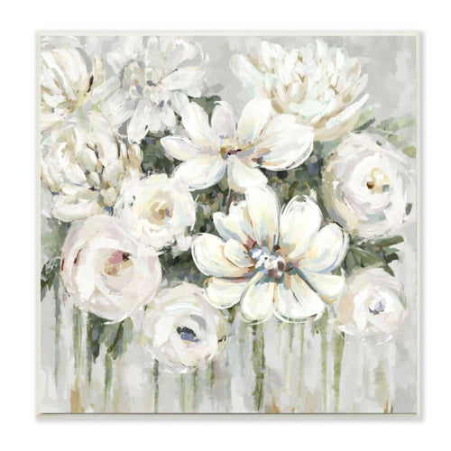 Wall Art White Floral Bouquet with Greenery Wall Plaque 12x12 - The Finishing Touch Decor, LLC