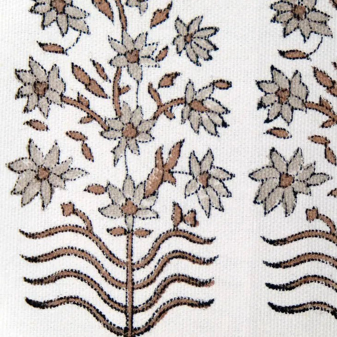 Samarkand Cream Cotton Embroidered Garden Print Farmhouse Motif Shower Curtain - The Finishing Touch Decor, LLC