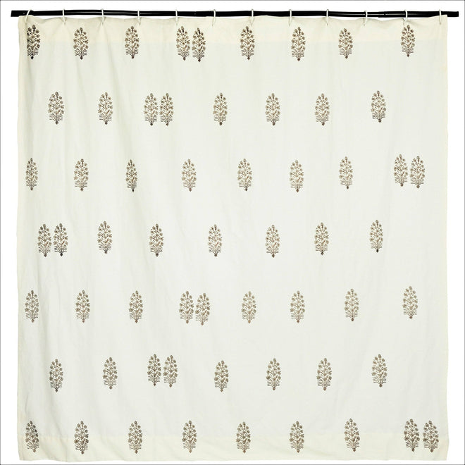 Samarkand Cream Cotton Embroidered Garden Print Farmhouse Motif Shower Curtain - The Finishing Touch Decor, LLC