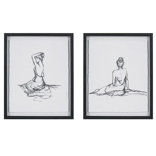 Framed Glass Display Female Sketch Drawing Wall Art - The Finishing Touch Decor, LLC