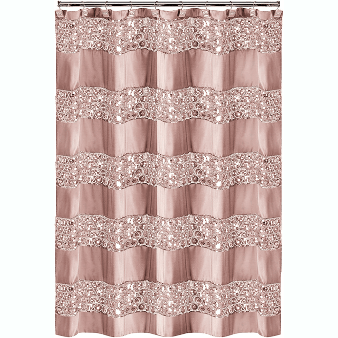 Sequin Shiny "Sinatra" Collection Shower Curtain - Glamourous Blush Color - The Finishing Touch Decor, LLC