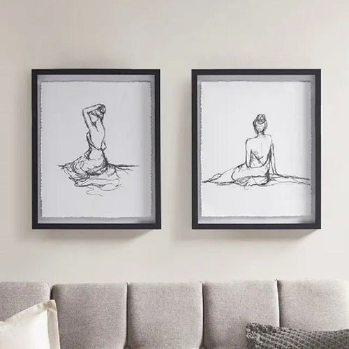 Framed Glass Display Female Sketch Drawing Wall Art - The Finishing Touch Decor, LLC