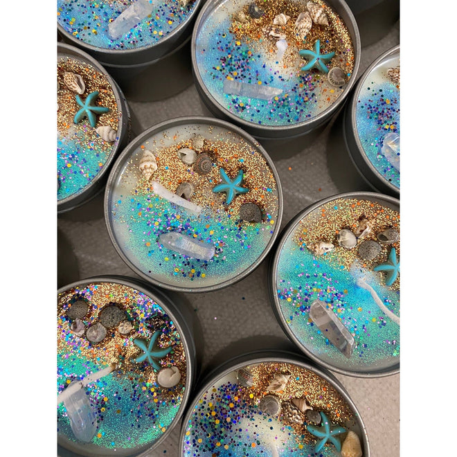 Ocean, Sand and Shell "Soul Water" Coastal Theme Meditation Candle - The Finishing Touch Decor, LLC