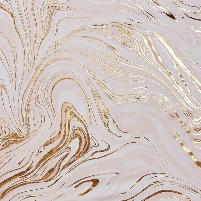 Marble Metallic Swirl Pattern Shower Curtain, Pink and Gold Microfiber - The Finishing Touch Decor, LLC