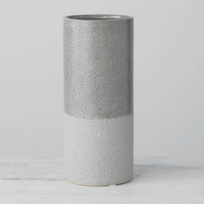 Neutral Simple Two-Toned Ceramic Classic Grey Vase - The Finishing Touch Decor, LLC