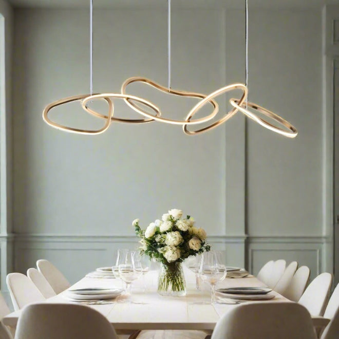 Minimalist Modern Gold Steel Rings Chandelier - The Finishing Touch Decor, LLC