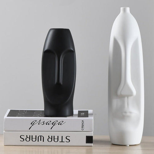 Minimalist Abstract Vase Human Statue Modern Ceramic & Enamel Vases - Black White - The Finishing Touch Decor, LLC