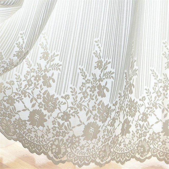 Lace Sheer Delicate White Floral Tulle Curtains - The Finishing Touch Decor, LLC