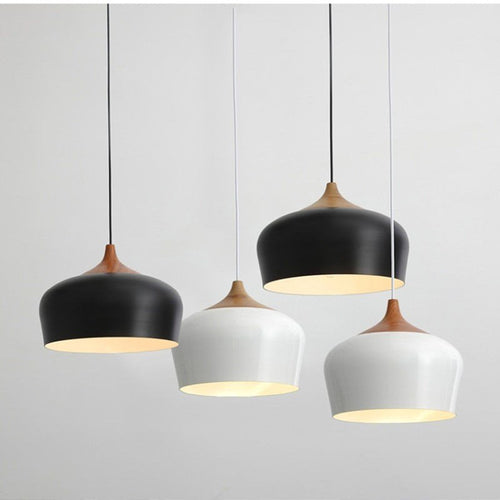 Wood & Aluminum Lampshade Mid-Century Modern Minimalist Pendant Chandelier Lighting - The Finishing Touch Decor, LLC