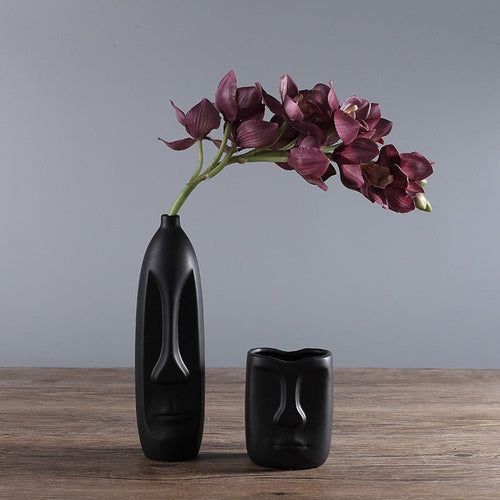 Minimalist Abstract Vase Human Statue Modern Ceramic & Enamel Vases - Black White - The Finishing Touch Decor, LLC