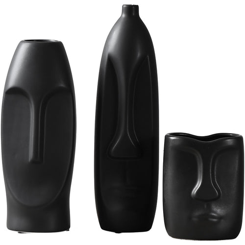 Minimalist Abstract Vase Human Statue Modern Ceramic & Enamel Vases - Black White - The Finishing Touch Decor, LLC