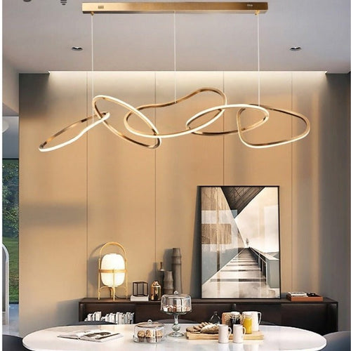 Minimalist Modern Gold Steel Rings Chandelier - The Finishing Touch Decor, LLC