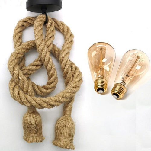 Rustic Industrial Hemp Rope Hanging Pendant Farmhouse Overhead Lighting - The Finishing Touch Decor, LLC