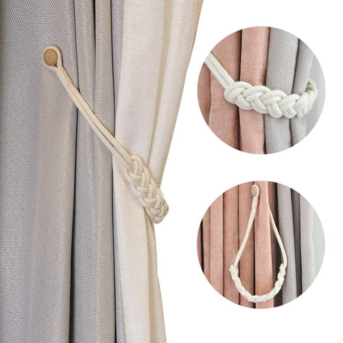 Braided Cotton Rope Magnetic Tieback Curtain Holder - The Finishing Touch Decor, LLC