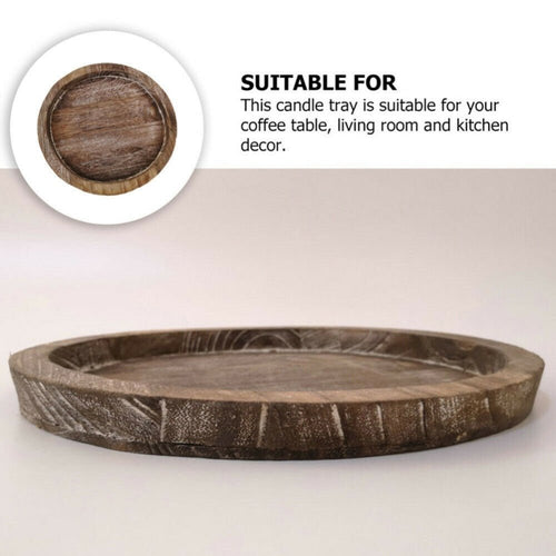 Wood Round Plate Farmhouse Candle Holder Plate - Sz Variety - The Finishing Touch Decor, LLC