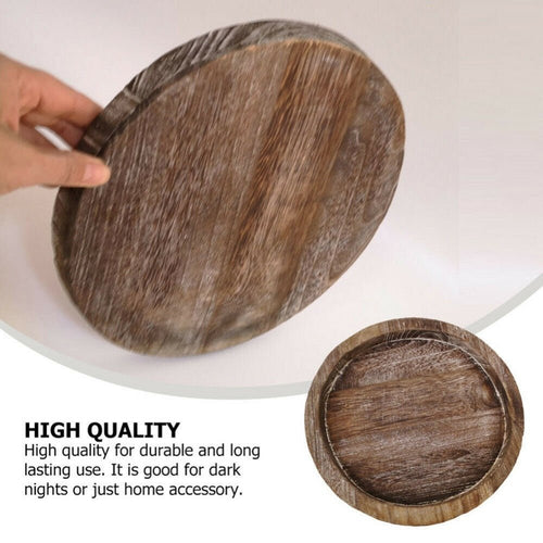 Wood Round Plate Farmhouse Candle Holder Plate - Sz Variety - The Finishing Touch Decor, LLC