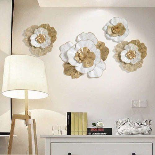 Intricate White & Gold Metal Flower 3D Wall Art - The Finishing Touch Decor, LLC